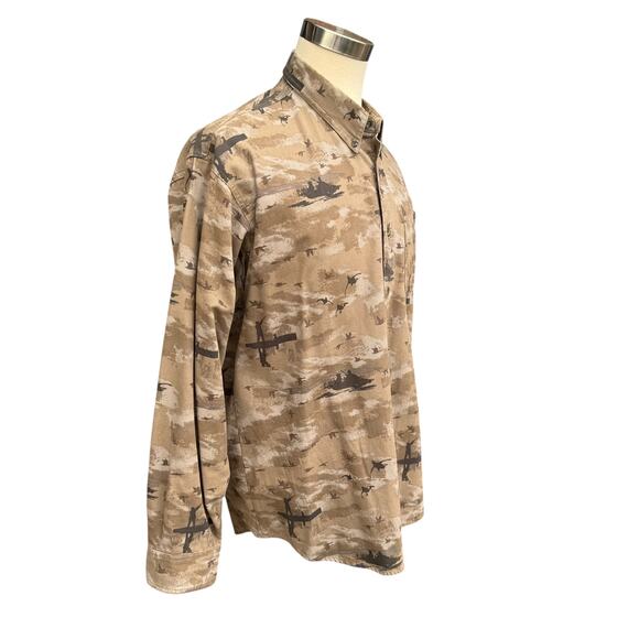 Columbia River Lodge Men L Goose Hunter Camo Denim Long Sleeve Button-Down Shirt - Picture 4 of 8